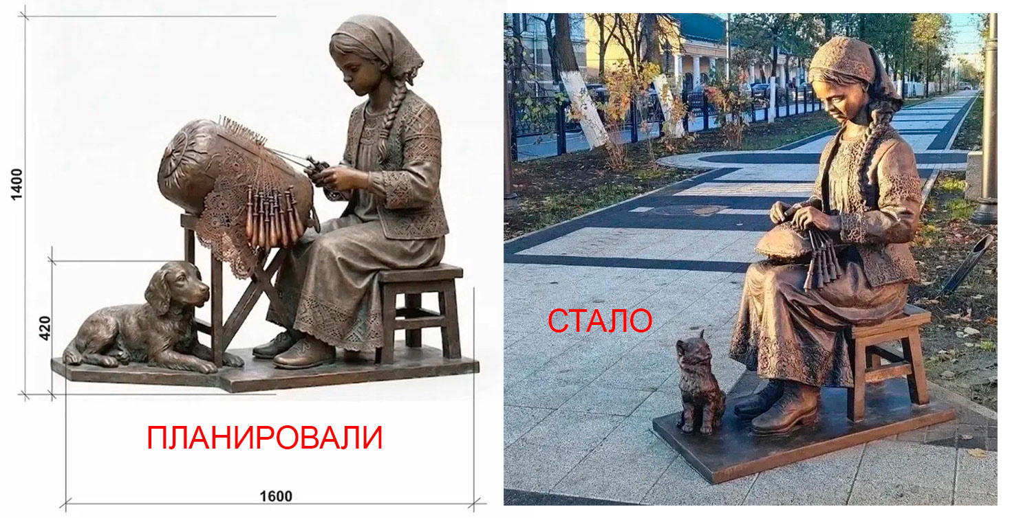 Бронзовая «Девочка-кружевница» на улице Мира в Вологде простояла всего неделю